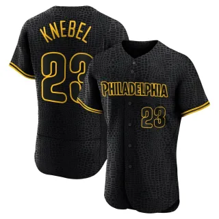 Men's Authentic Black Corey Knebel Philadelphia Phillies Snake Skin City Jersey