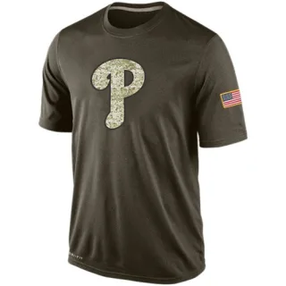 Men's Olive Philadelphia Phillies Dri-Fit Salute To Service KO Performance T-Shirts