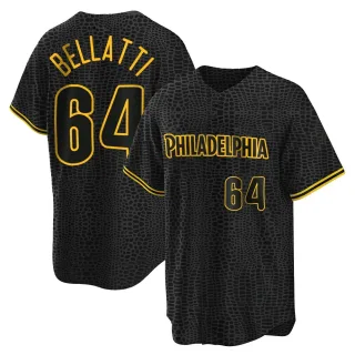 Men's Replica Black Andrew Bellatti Philadelphia Phillies Snake Skin City Jersey