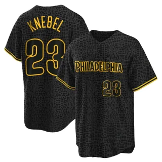 Men's Replica Black Corey Knebel Philadelphia Phillies Snake Skin City Jersey