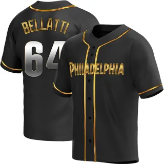 Men's Replica Black Golden Andrew Bellatti Philadelphia Phillies Alternate Jersey