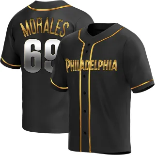 Men's Replica Black Golden Francisco Morales Philadelphia Phillies Alternate Jersey