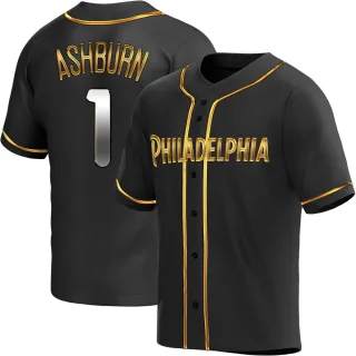 Men's Replica Black Golden Richie Ashburn Philadelphia Phillies Alternate Jersey