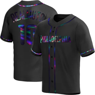 Men's Replica Black Holographic J.T. Realmuto Philadelphia Phillies Alternate Jersey