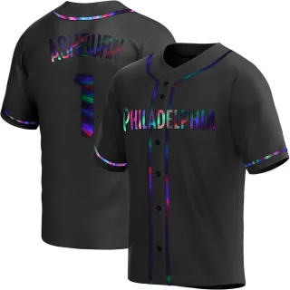 Men's Replica Black Holographic Richie Ashburn Philadelphia Phillies Alternate Jersey