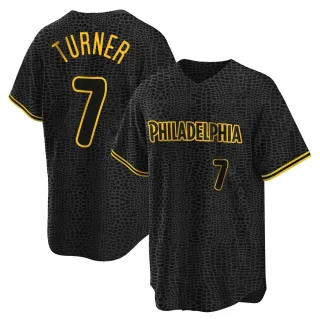 Men's Replica Black Trea Turner Philadelphia Phillies Snake Skin City Jersey