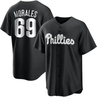 Men's Replica Black/White Francisco Morales Philadelphia Phillies Jersey