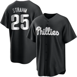 Men's Replica Black/White Matt Strahm Philadelphia Phillies Jersey