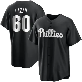 Men's Replica Black/White Max Lazar Philadelphia Phillies Jersey