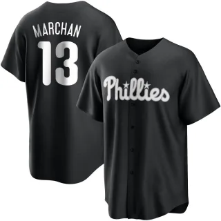 Men's Replica Black/White Rafael Marchan Philadelphia Phillies Jersey