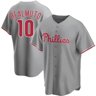 Men's Replica Gray J.T. Realmuto Philadelphia Phillies Road Jersey