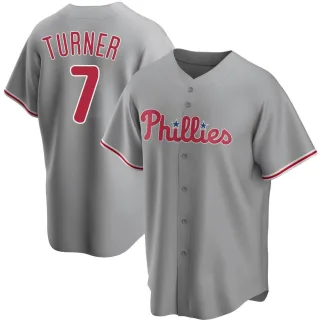 Men's Replica Gray Trea Turner Philadelphia Phillies Road Jersey