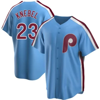 Men's Replica Light Blue Corey Knebel Philadelphia Phillies Road Cooperstown Collection Jersey