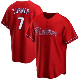 Men's Replica Red Trea Turner Philadelphia Phillies Alternate Jersey