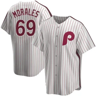 Men's Replica White Francisco Morales Philadelphia Phillies Home Cooperstown Collection Jersey