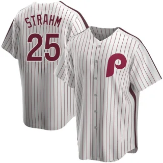 Men's Replica White Matt Strahm Philadelphia Phillies Home Cooperstown Collection Jersey