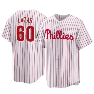 Men's Replica White Max Lazar Philadelphia Phillies 2022 World Series Home Jersey