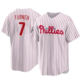 Men's Replica White Trea Turner Philadelphia Phillies 2022 World Series Home Jersey