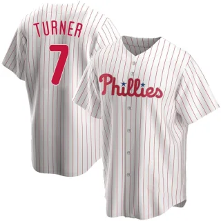 Men's Replica White Trea Turner Philadelphia Phillies Home Jersey