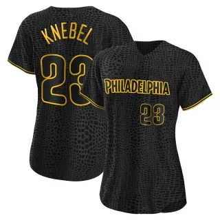 Women's Authentic Black Corey Knebel Philadelphia Phillies Snake Skin City Jersey