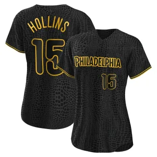 Women's Authentic Black Dave Hollins Philadelphia Phillies Snake Skin City Jersey