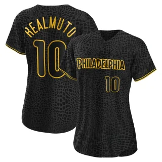 Women's Authentic Black J.T. Realmuto Philadelphia Phillies Snake Skin City Jersey