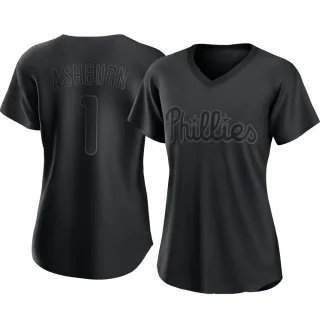 Women's Authentic Black Richie Ashburn Philadelphia Phillies Pitch Fashion Jersey