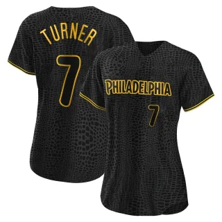 Women's Authentic Black Trea Turner Philadelphia Phillies Snake Skin City Jersey