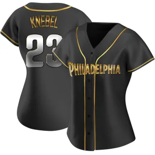 Women's Replica Black Golden Corey Knebel Philadelphia Phillies Alternate Jersey