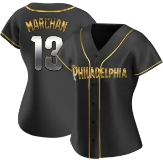 Women's Replica Black Golden Rafael Marchan Philadelphia Phillies Alternate Jersey