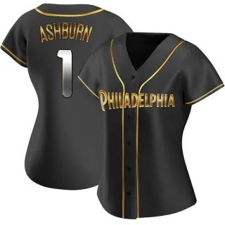 Women's Replica Black Golden Richie Ashburn Philadelphia Phillies Alternate Jersey