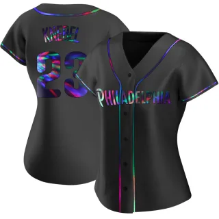 Women's Replica Black Holographic Corey Knebel Philadelphia Phillies Alternate Jersey