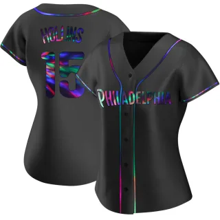 Women's Replica Black Holographic Dave Hollins Philadelphia Phillies Alternate Jersey