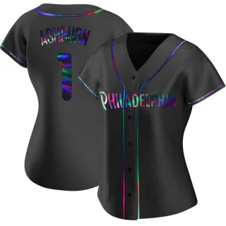 Women's Replica Black Holographic Richie Ashburn Philadelphia Phillies Alternate Jersey