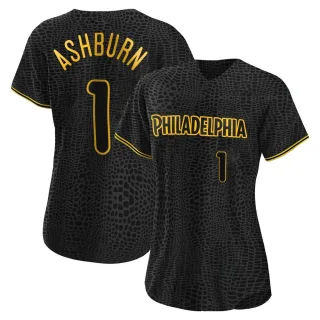 Women's Replica Black Richie Ashburn Philadelphia Phillies Snake Skin City Jersey